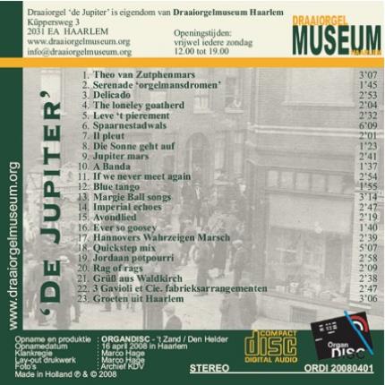 CD - 68 toets Gavioli-draaiorgel "De Jupiter" volume 1